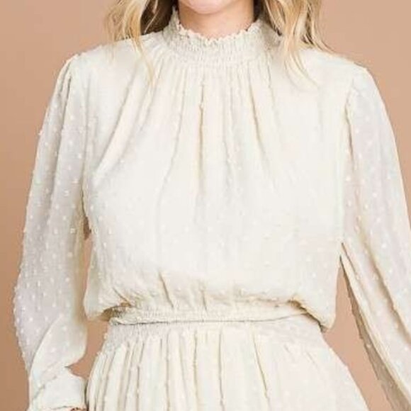 Culture Code Swiss Dot Smock Neck Mini Dress with Pockets - Picture 4 of 8